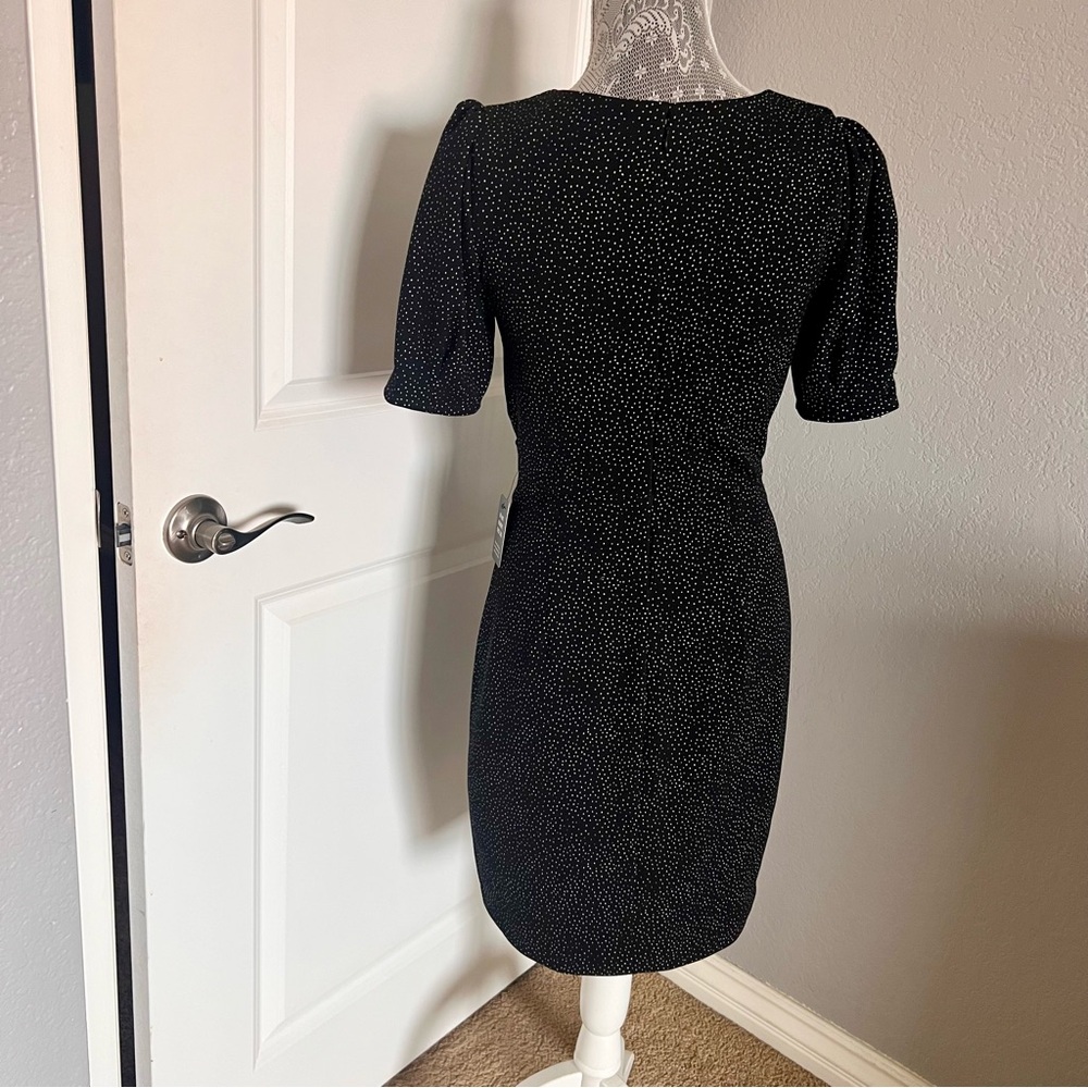Black & White Polka Dot Front Tie Dress - Picture 5 of 6
